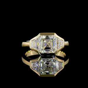 Anillo de Lujo con Tres Piedras de Moissanita de 2.82 Quilates, Plata 925, Corte Asscher, VVS2, Bañado en Rodio, Engaste de Canal, OEM, Marca Privada, Venta al Por Mayor - Product Image 4