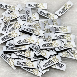 Etiqueta tejida de cuello de tela de costura de poliéster lavable doblada final para ropa - Product Image 1