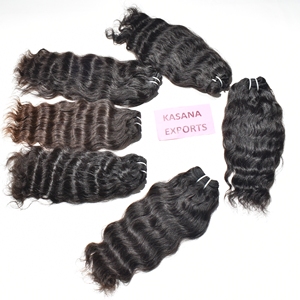 Cutícula alineada, venta al por mayor, cabello de color natural, onda profunda, paquete indio que no procesa ninguna máquina, cabello humano de onda profunda de doble trama - Product Image 4