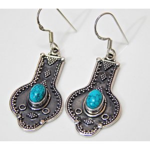 ต่างหูคริสตัลพลอยเทอร์ควอยซ์925เงินแท้หรูหราและหรูหรา - Product Image 1