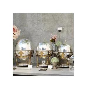 Plat de service de nourriture rond de conception de fantaisie serveur en acier inoxydable en métal vintage plats de restauration par le monde en métal indien - Product Image 1