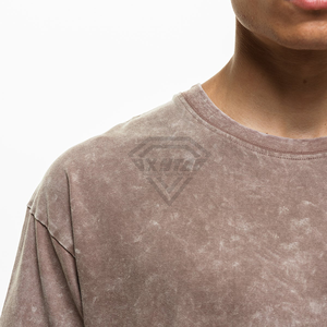 Camiseta al por mayor 100% algodón impresión gráfica peso pesado lejía ácido lavado Vintage antiarrugas hombres ácido lavado camiseta - Product Image 5