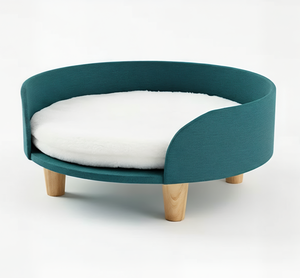 Lit surélevé de luxe confortable pour chien, rafraîchissant pour l'été, avec rebords amovibles, mousse respirante, design dessin animé, lit en bois pour animaux de compagnie - Product Image 1