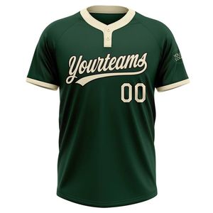 Sublimación personalizada Camiseta de béisbol de softbol de 2 botones 100% Poliéster Transpirable Absorbe la humedad Letras verdes y blancas Unisex - Product Image 2