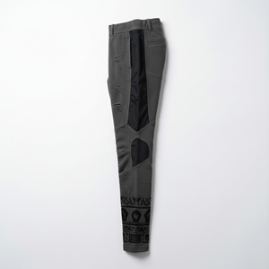 Custom Y2K Drip Men Techwear Pants Midweight <b>Velour</b> Embroidered Eco-Friendly Panel Patchwork Ripped Distressed <b>Trousers</b> - Product Image 4