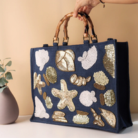 Sac fourre-tout en perles fait à la main par un grossiste indien Sacs de plage en perles tissés à la main Fourre-tout en jute par glowin fashion