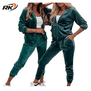 Ensemble de survêtement en velours bleu royal pour femme, professionnel, personnalisé, de luxe, avec cordon de serrage, deux pièces, saison hivernale, respirant, grande taille - Product Image 6