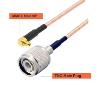 Câble coaxial RG316 TNC mâle vers MMCX mâle droit/à angle droit, connecteur RG316, câble de raccordement RF, pigtail 50 ohms, extension de modem sans fil