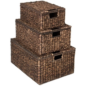 Cesta de almacenamiento de algas marinas, cesto de mimbre marrón, organizador para el hogar de Vietnam, cesta de armario de utilidad - Product Image 1