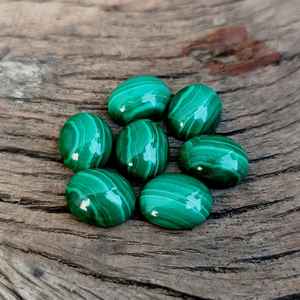 Malachite verte naturelle, cabochon ovale, lisse et poli, 5x7 mm à 10x14 mm, pierre précieuse non montée, idéale pour la fabrication de bijoux - Product Image 3