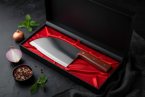 Couteau de cuisine de chef en acier inoxydable poli fait à la main personnalisé couteau de couperet à viande avec gaine en cuir couteau de boucher - Product Image 6