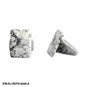 Anillo de Resina de Mármol Blanco, Anillo Rectangular Grande de Imitación de Mármol para Mujer, Anillo Grueso Moderno, Joyería Geométrica Atrevida - Product Image 1