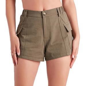 Shorts cargo pour femmes à taille haute et boutons, style décontracté, poche de style urbain, nouveauté 2025 - Product Image 2