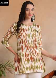 Kurtis Cortos de Rayón Informales y de Uso Diario con Estampado Digital, Ropa Festiva, Kurtis Cortos Elegantes con Tallas Grandes - Product Image 5