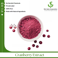 Poudre d'extrait de canneberge naturelle de haute pureté (qualité cosmétique) – Extrait végétal soluble dans l'eau, certifié Halal, extrait par solvant