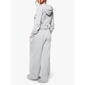 Pantalon de survêtement en coton pour femme avec logo personnalisé, jambe large ample, style avant plat pour l'hiver - Product Image 5