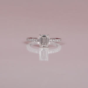 Bague de fiançailles en plaqué or massif 14Kt, certifiée IGI, luxueuse et tendance, en diamant de laboratoire taillé en émeraude, bague cadeau pour femme - Product Image 3