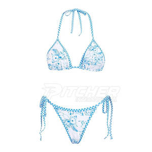 Conjuntos de bikini de pesca UPF 50 transpirables y elegantes con parte superior acolchada y parte inferior de cintura alta diseñados para la comodidad y el estilo de la playa - Product Image 1