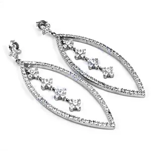 Boucles d'oreilles pendantes en argent pour femmes avec zircone cubique plaqué or, pendentif goutte pour les fêtes, avec diamant poire, cadeau parfait, bijoux - Product Image 3