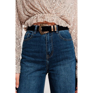 Jeans Cortos de Cintura Alta para Mujer, con Adornos Florales, Rasgados, de Pierna Ancha, en Mezclilla Azul, Talla XL, Transpirables, de Corte Holgado, para Primavera - Product Image 5