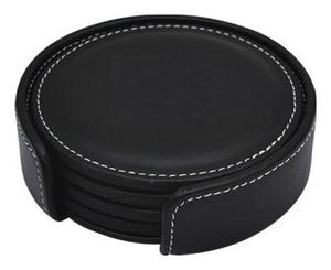 Juego de posavasos redondo con logotipo personalizado, taza de té de cuero genuino - Product Image 3