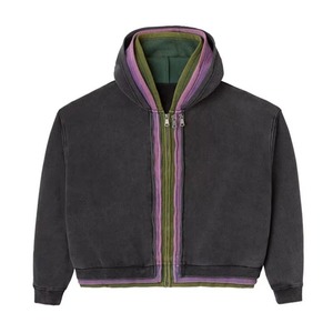 Conjunto Deportivo de Hombre 100% Algodón con Pedrería, Sudadera con Capucha Extra Grande, Pantalones Deportivos Cortos con Lavado Ácido, Cierre de Cremallera, Estilo Vintage Desgastado - Product Image 6