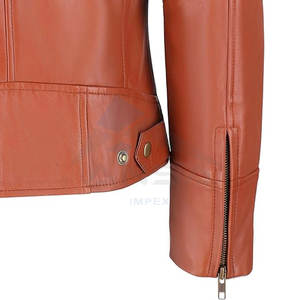 Chaqueta de Cuero de Cordero Auténtico para Mujer, Chaqueta de Motociclista Estilo Café Racer, Cuero Genuino de Primera Calidad, Elegante - Product Image 6