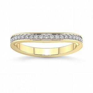 แหวนเพชรแล็บโกรว์แบบครึ่งวงกลมขัดเงา 0.25 กะรัต น้ำหนักรวม 14K ทองคำแท้ สี FG ความสะอาดระดับ VS ประดับเพชร 19 เม็ด เครื่องประดับสุดหรู - Product Image 1