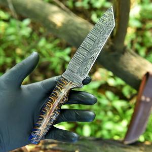 มีดตัดทรงกรวยทำด้วยมือทำด้วยมือทำด้วยมือทำจากเหล็กดามัสกัสมีดคาวบอยออกแบบมาใหม่ - Product Image 2