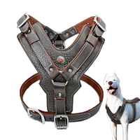 Arnés de lujo para perros XL de cuero de vaca de alta calidad con patrón sólido remache y cinta arnés para mascotas personalizable de liberación rápida
