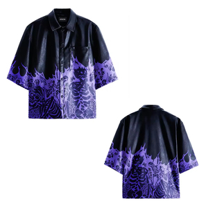 Chemises décontractées pour hommes en cuir PU de haute qualité, design personnalisé, écologiques, respirantes, anti-rides, à ressort, boutonnées, service OEM imprimé - Product Image 3