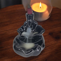 Brûleur d'encens à refoulement en céramique de luxe |   Support d'encens cascade d'eau pour aromathérapie, idéal pour la maison, la méditation, le yoga et les temples