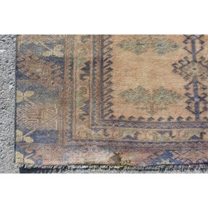 Alfombra turca clásica marrón azul de 4,4X9,2 pies de lana de área grande, alfombra abstracta rectangular de retazos para sala de estar, Alfombra de látex para habitación - Product Image 3