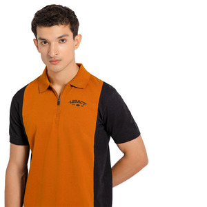 Wholesale Trendy Polo <b>Shirts</b> <b>Men's</b> Polo T <b>Shirts</b> Custom Color Block Knitted Cotton Short Sleeve <b>Men</b> Polo <b>Shirt</b> With Zip <b>Collar</b> - Product Image 2