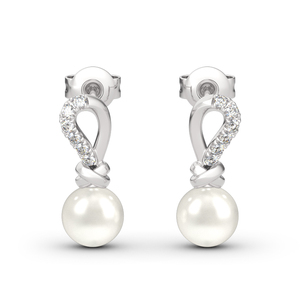 Boucles d'oreilles Jeulia en argent sterling avec perles de culture en forme de nœud - Product Image 1