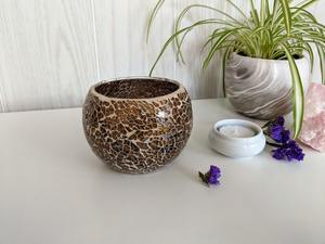 Cuenco de mosaico de vidrio teñido con cera de abeja hecho a mano, moderno y único, portavelas votivo, farol, decoración del hogar, bodas, Navidad, de alta calidad - Product Image 4