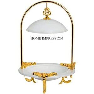 Calentador de alimentos chapado en oro de alto grado con aspecto llamativo de diseñador antiguo, buffet, plato de frotamiento elegante, suministros para Hotel y restaurante - Product Image 3