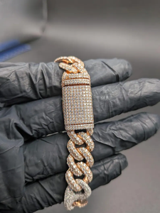 Iced Out Cuban Link Bracelet 925 Sterling Silver VVS Moissanite Diamond Two Tone Hip Hop Bracelet For <b>Men</b> Women - Product Image 5