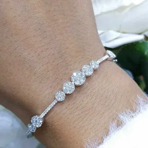 925 argent élégant et élégant 3ct Infinity Linked Moissanite Diamond Tennis BraceletVintage Cuff Bangles - Product Image 3