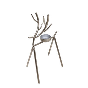 Juego de 3 renos decorativos de hierro con soporte de luz en T, estilo clásico de Color plateado para decoración navideña personalizada - Product Image 1