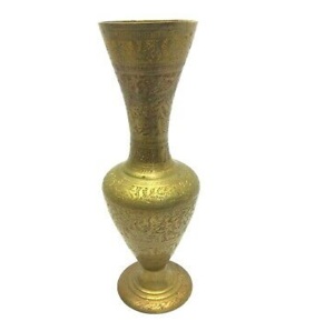 Florero de latón de alta calidad con grabado en oro acabado para decoración del hogar florero decorativo de mesa - Product Image 1