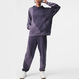 Logotipo personalizado de invierno de algodón de lana Jogging chándales Hip Hop Streetwear Plus Size bordado sudaderas con capucha conjunto moda Activewear mujeres - Product Image 5