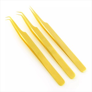 Pincettes faites à la main en or pour Extension de cils, pointes fines et pointues, adhérence parfaite, Isolation des faux-cils, 90 degrés, 5mm, pointes en Fiber courbées - Product Image 1
