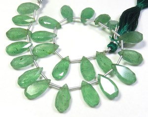 15x7.5mm Natural <b>Strawberry</b> Quartz Faceted Beads 23pcs Green Pear Cut Gems 8" Strand Top Grade South African - Product Image 1