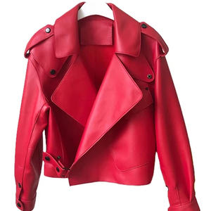 Vestes pour femmes de haute qualité en gros, design élégant, veste en cuir PU, veste en cuir à col rabattu personnalisée - Product Image 4