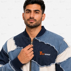 OEM Men’s Denim <b>Jackets</b> Custom Wholesale Vintage Washed Denim <b>Jacket</b> for Men Blue Black <b>Trucker</b> Streetwear Casual Workwear - Product Image 6