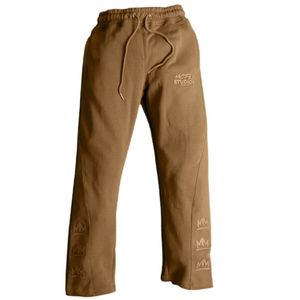 Pantalon de survêtement en coton épais marron pour homme, coupe décontractée, poche zippée, pantalon de jogging décontracté, pantalon de sport ample, streetwear - Product Image 1
