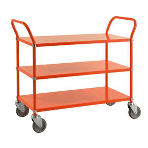 Heavy Duty 3-Shelf Color-Coded <b>Trolley</b> 4-Wheel Wood <b>Platform</b> 100kg Load for Hospital Shopping Home Storage-OEM Customizable - Product Image 1