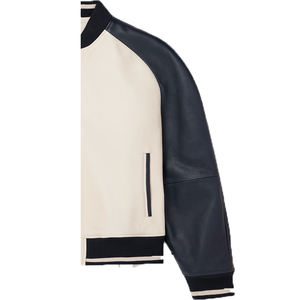 Veste universitaire sur mesure en gros d'usine, conception OEM, respirante, coupe-vent, haute qualité, broderie masculine, patch frontal en cuir véritable - Product Image 5