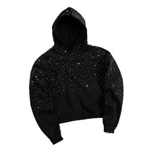 Custom <b>Black</b> Starry Print Cropped Hoodie Long Sleeve Pullover Sweatshirt for Women Streetwear Fashion Apparel Wholesale OEM <b>Go</b> - Product Image 1